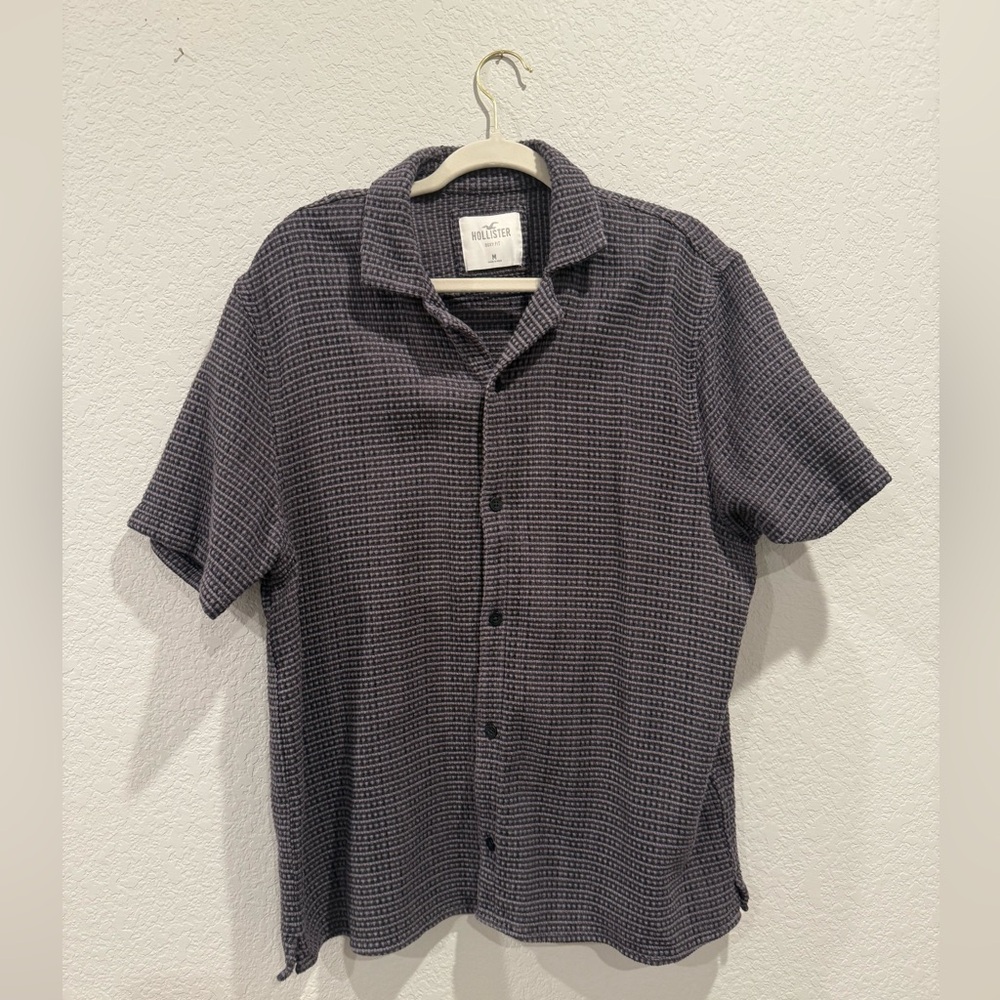 Zara Black and brown textured short sleeve button up shirt